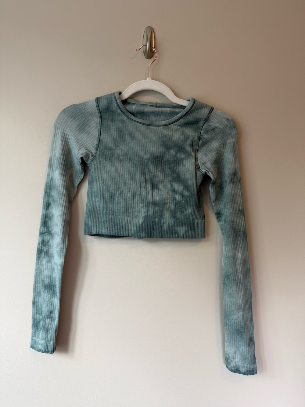 Lululemon Ebb to Street Long Sleeve Marble Dye Tidal Teal Crop Top | 2